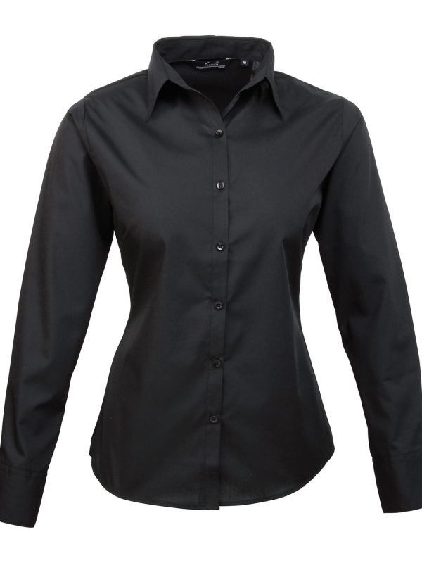 Black Women's poplin long sleeve blouse