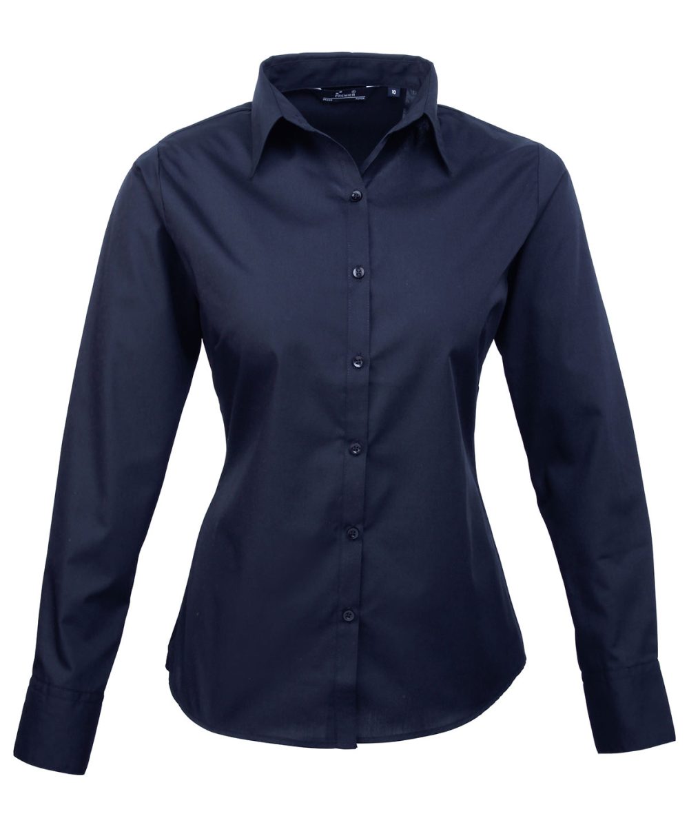 Navy Women's poplin long sleeve blouse