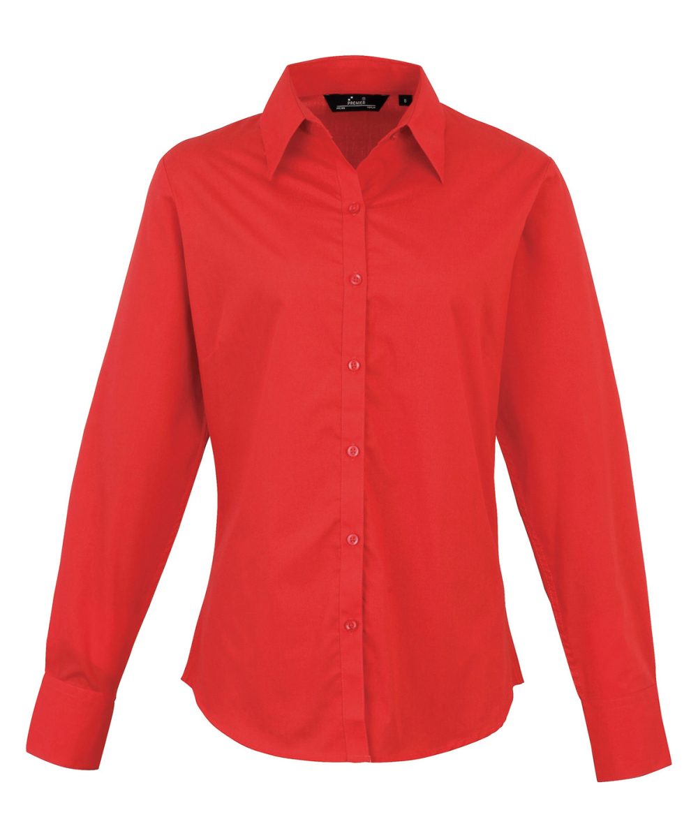 Red Women's poplin long sleeve blouse