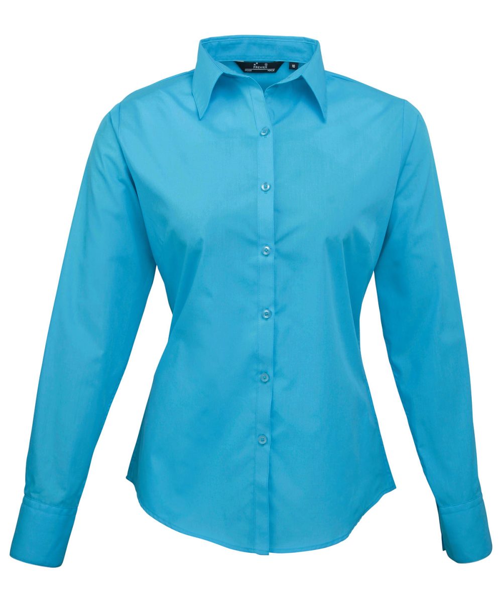 Turquoise Women's poplin long sleeve blouse