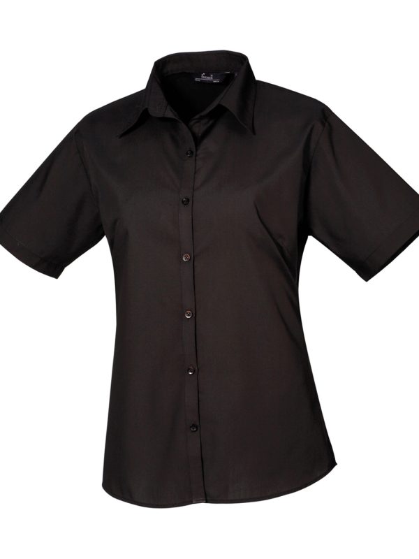 Black Women's short sleeve poplin blouse