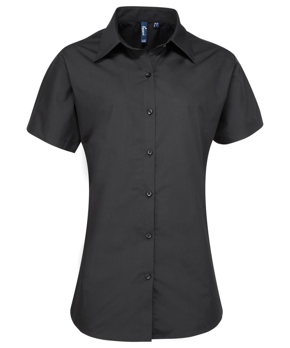 Black Women's supreme poplin short sleeve shirt