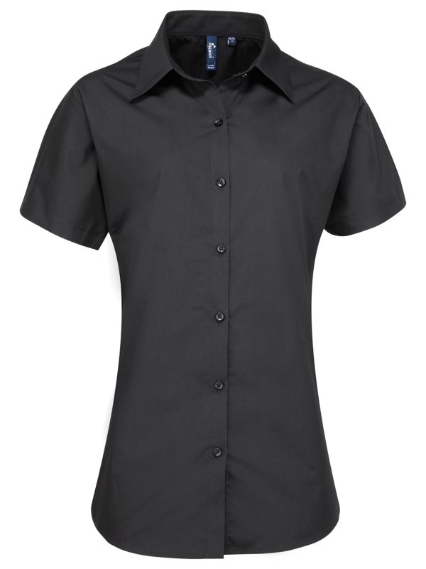 Black Women's supreme poplin short sleeve shirt