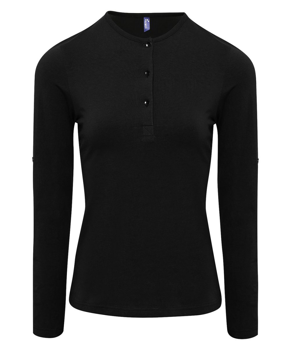 Black Women's Long John roll-sleeve tee