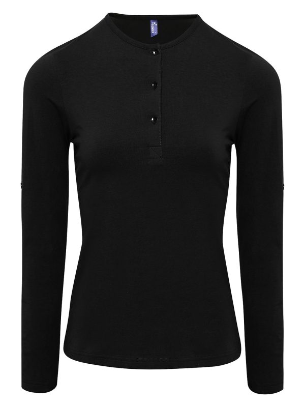 Black Women's Long John roll-sleeve tee