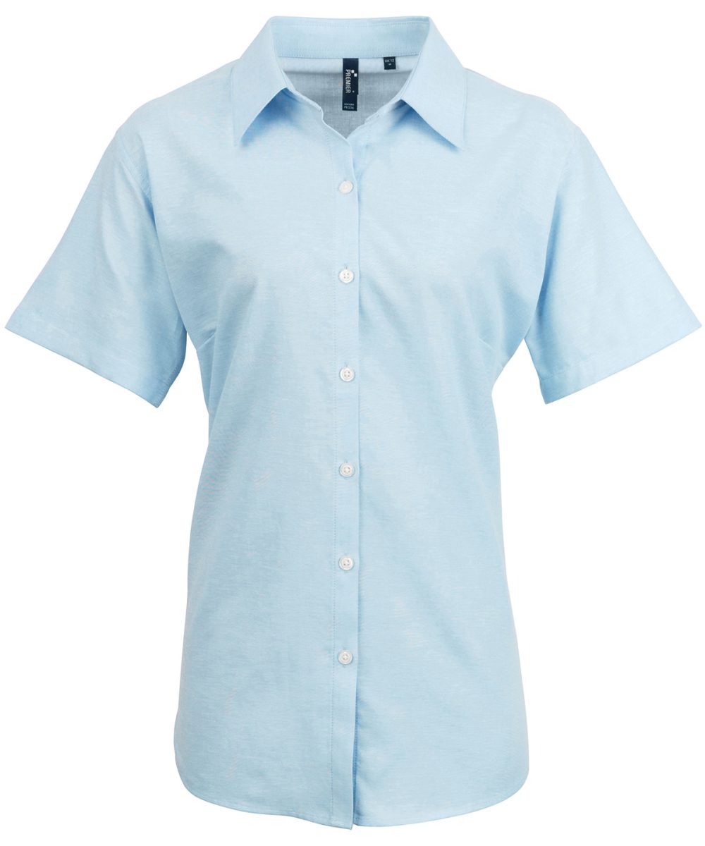 Light Blue Women's signature Oxford short sleeve shirt