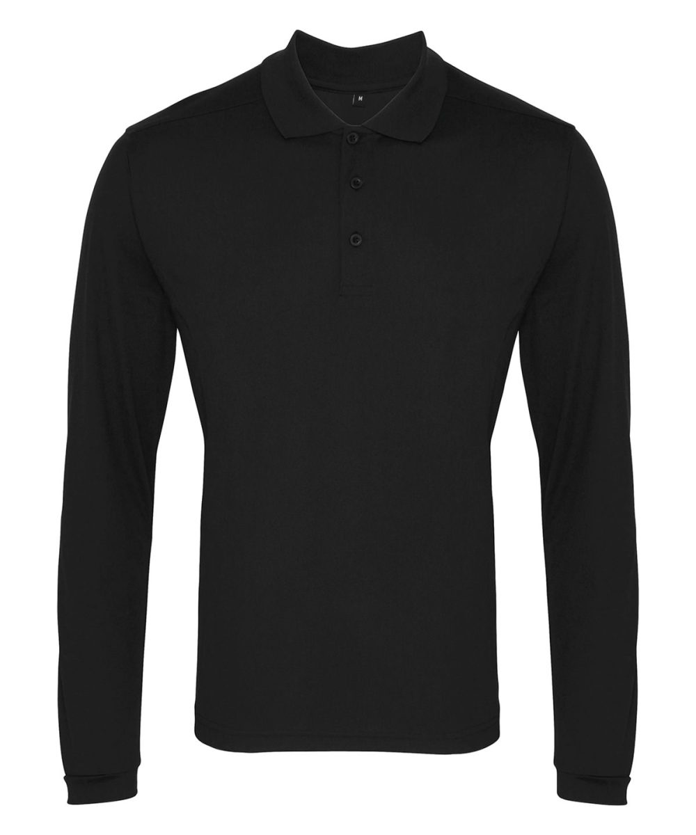 Black Long sleeve Coolchecker® piqué polo