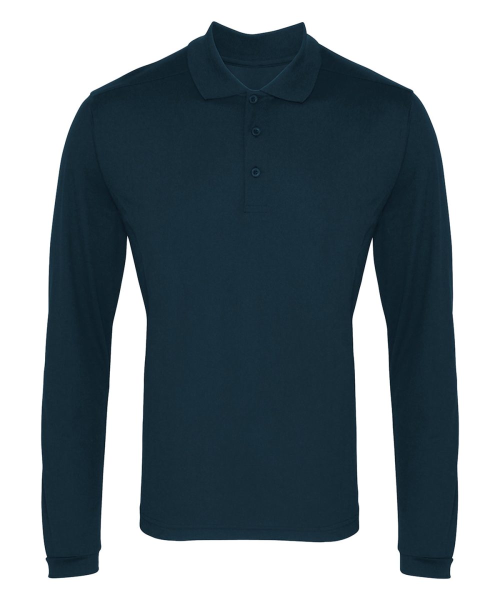 Navy Long sleeve Coolchecker® piqué polo