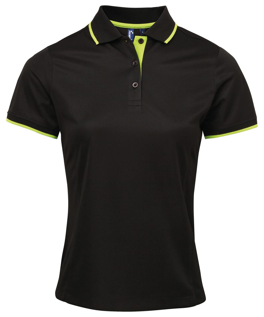 Black/Lime Women's contrast Coolchecker® polo