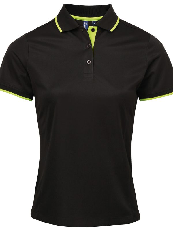 Black/Lime Women's contrast Coolchecker® polo