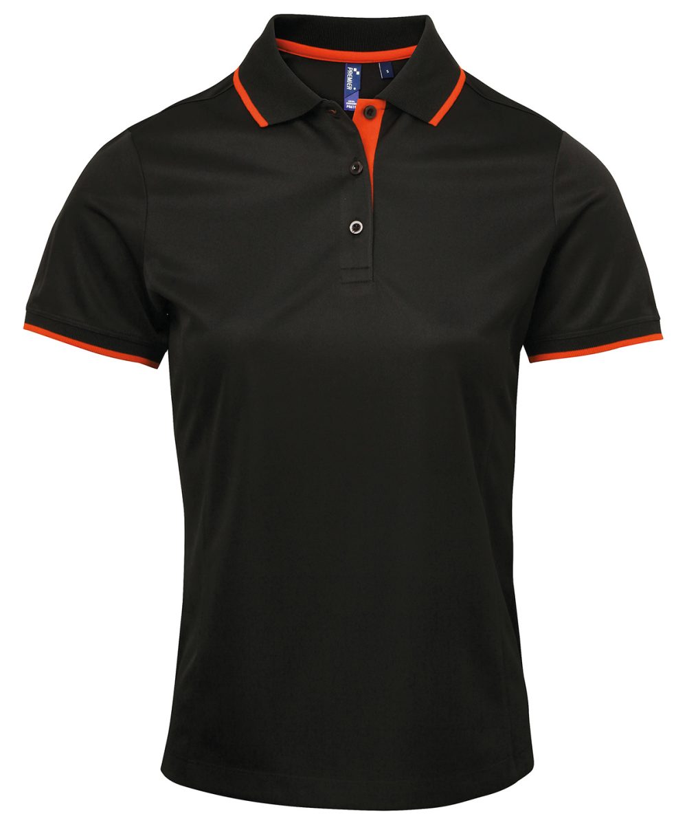 Black/Orange Women's contrast Coolchecker® polo