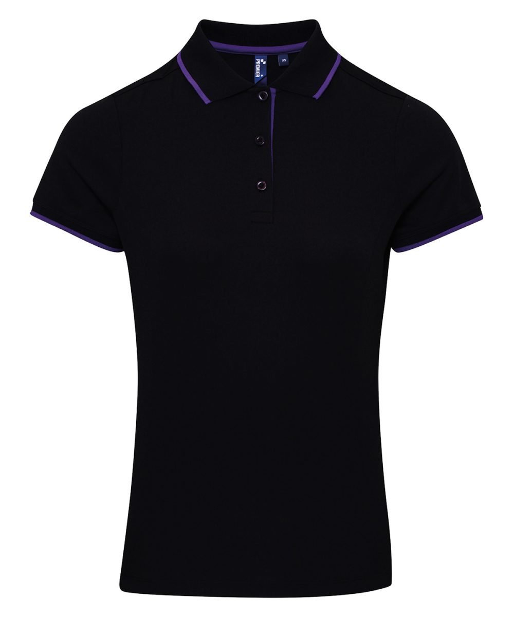 Black/Purple Women's contrast Coolchecker® polo