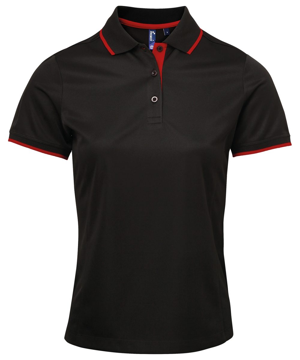 Black/Red Women's contrast Coolchecker® polo