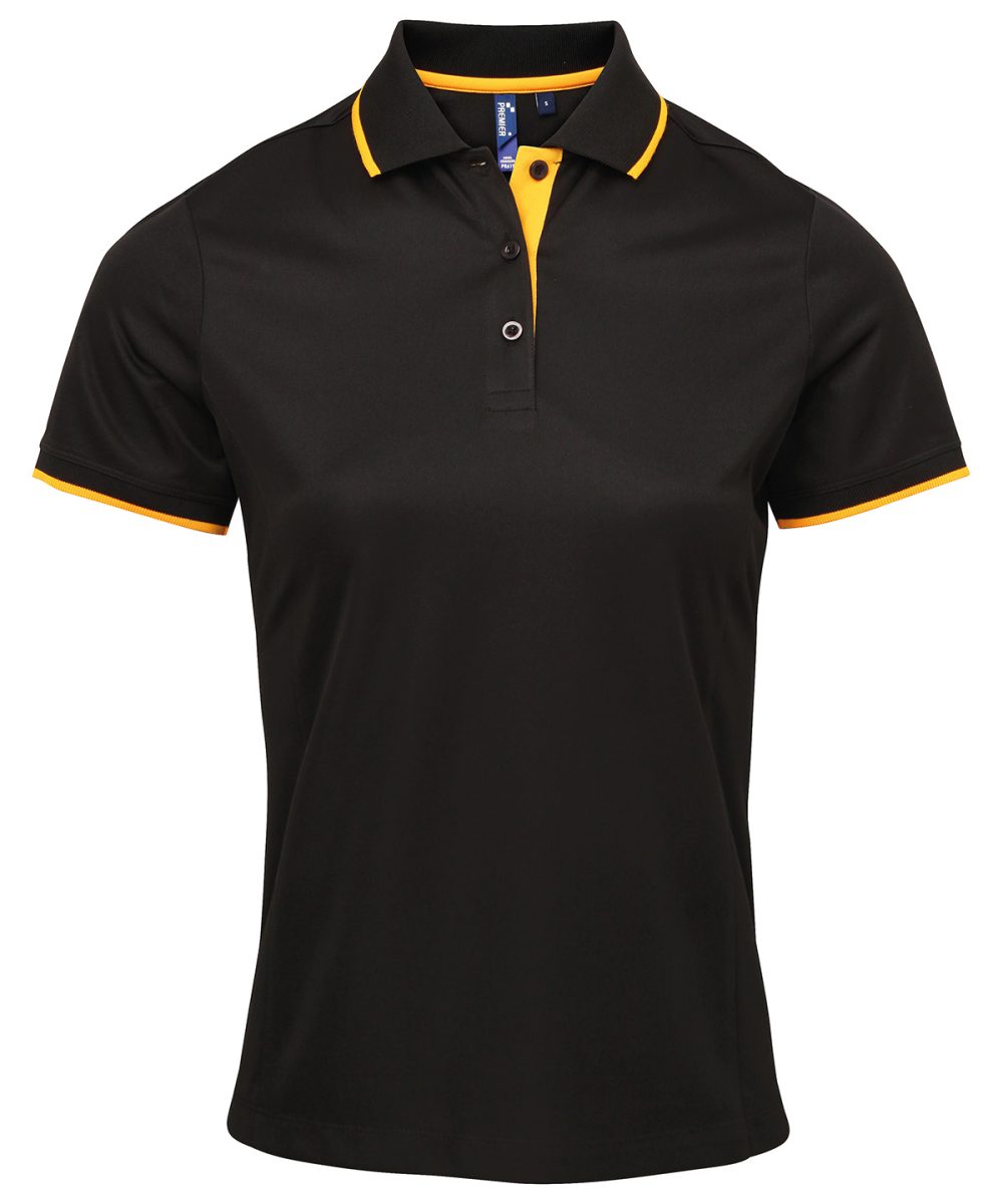 Black/Sunflower Women's contrast Coolchecker® polo