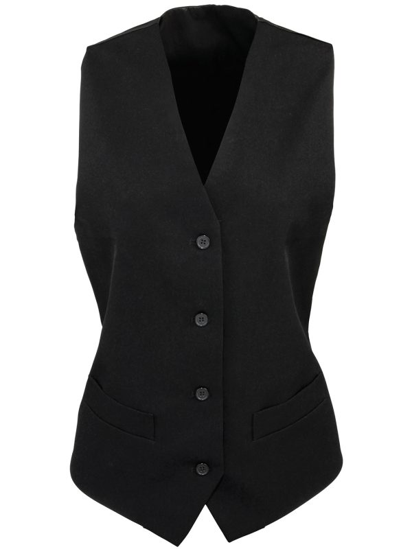 Black Women's lined polyester waistcoat