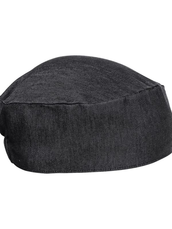 Black Denim Chef's skull cap