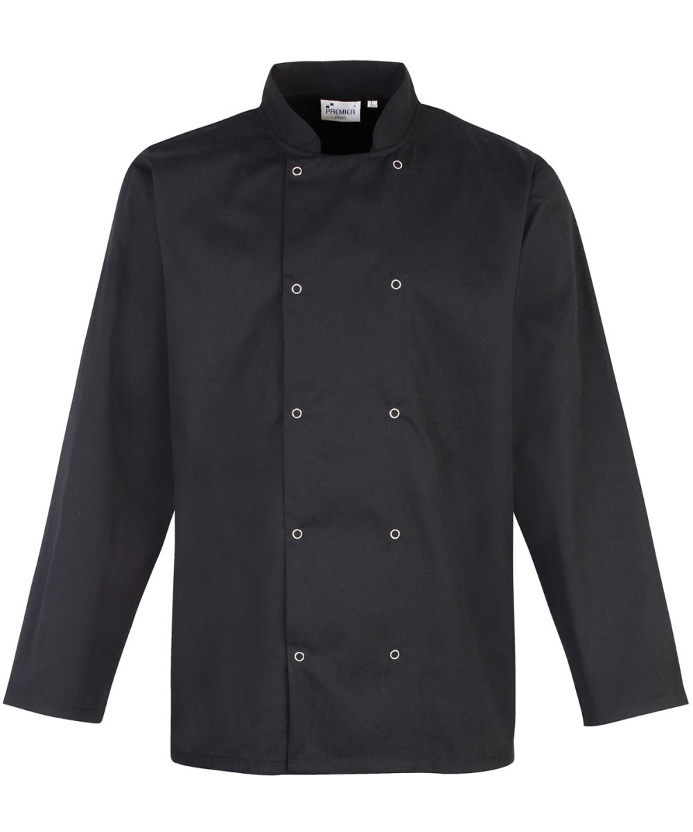 Black Studded front long sleeve chef's jacket