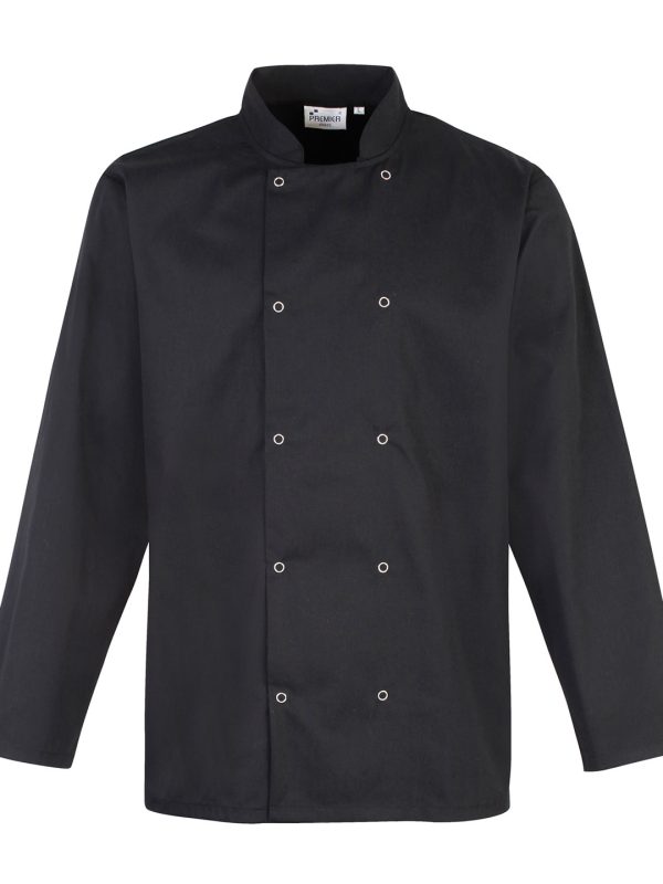 Black Studded front long sleeve chef's jacket