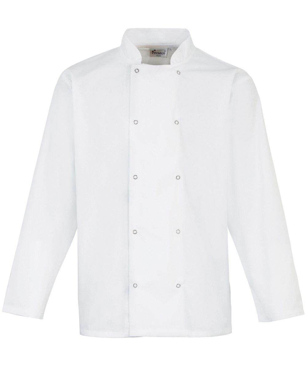 White Studded front long sleeve chef's jacket