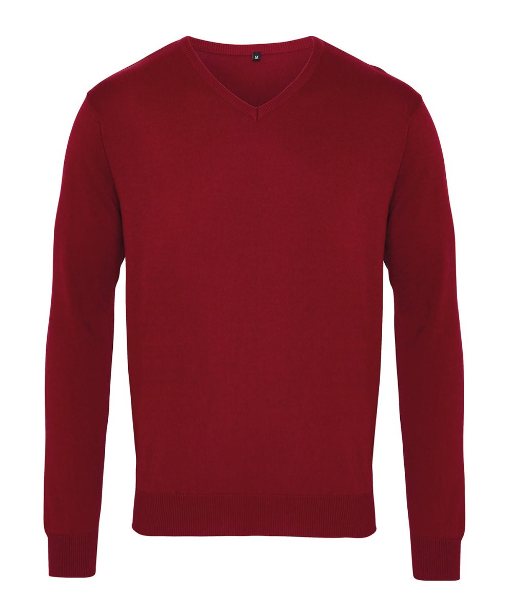 Burgundy V-neck knitted sweater