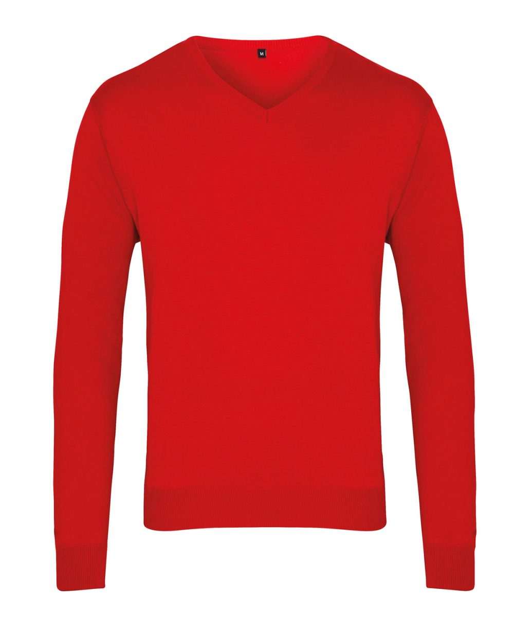 Red V-neck knitted sweater