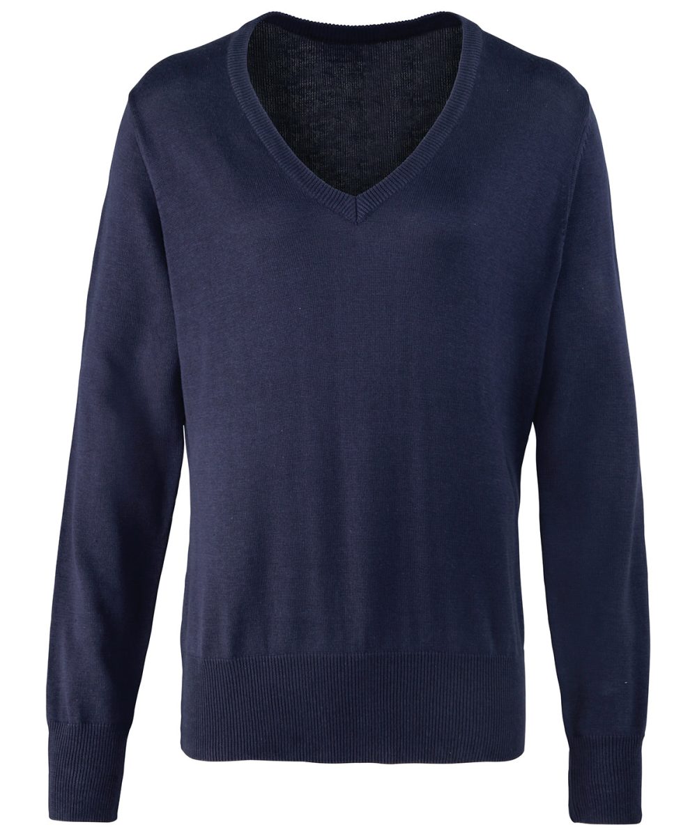 Navy Women's v-neck knitted sweater