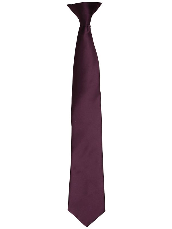 Aubergine 'Colours' satin clip tie