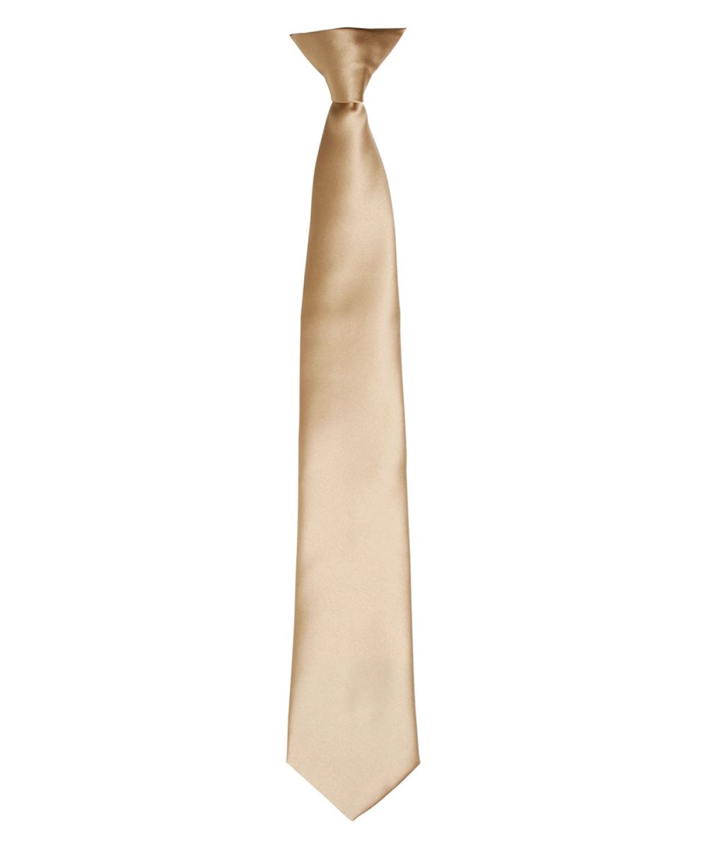 Khaki 'Colours' satin clip tie