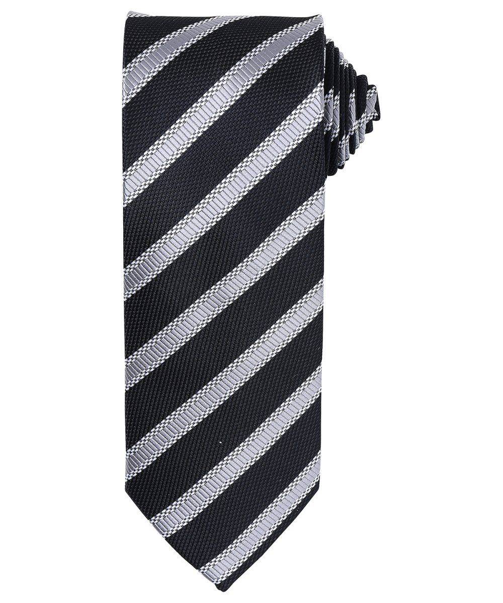 Black/Dark Grey Waffle stripe tie