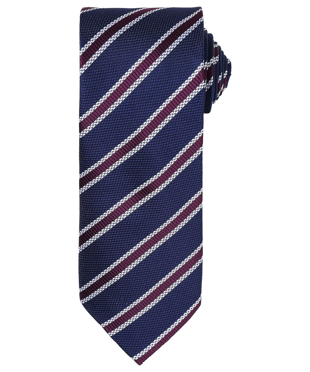 Navy/Aubergine Waffle stripe tie