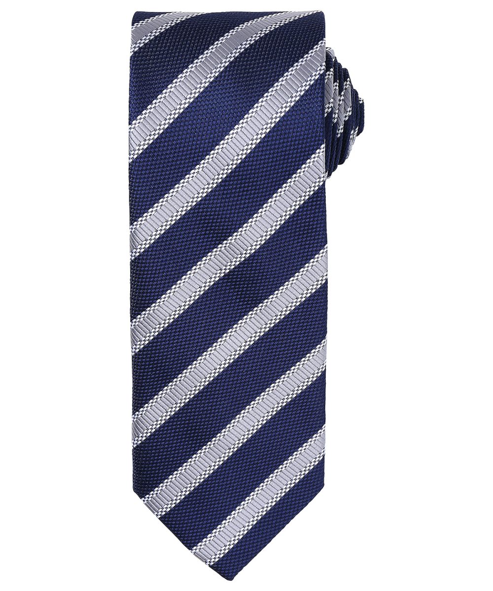 Navy/Silver Waffle stripe tie