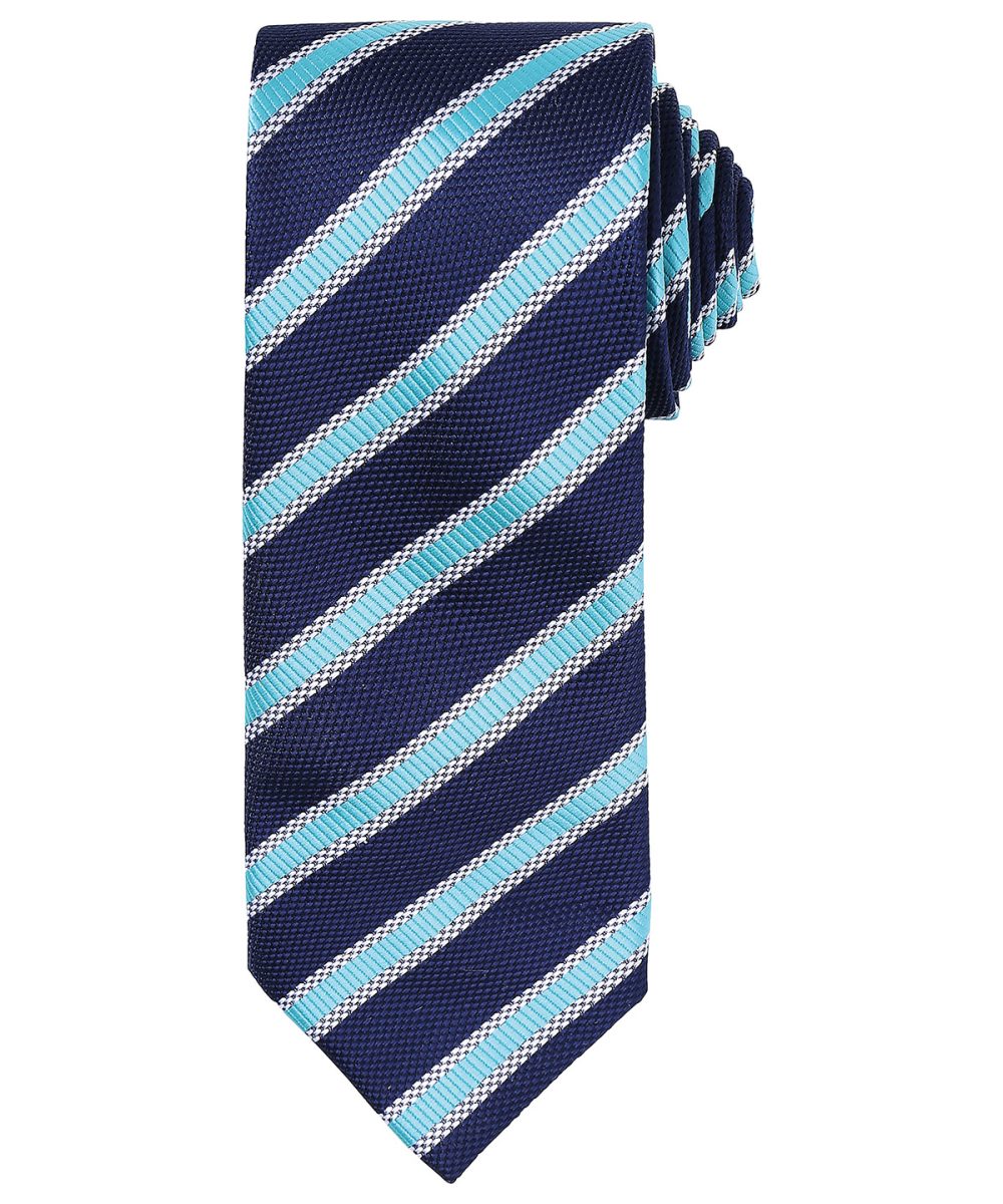 Navy/Turquoise Waffle stripe tie