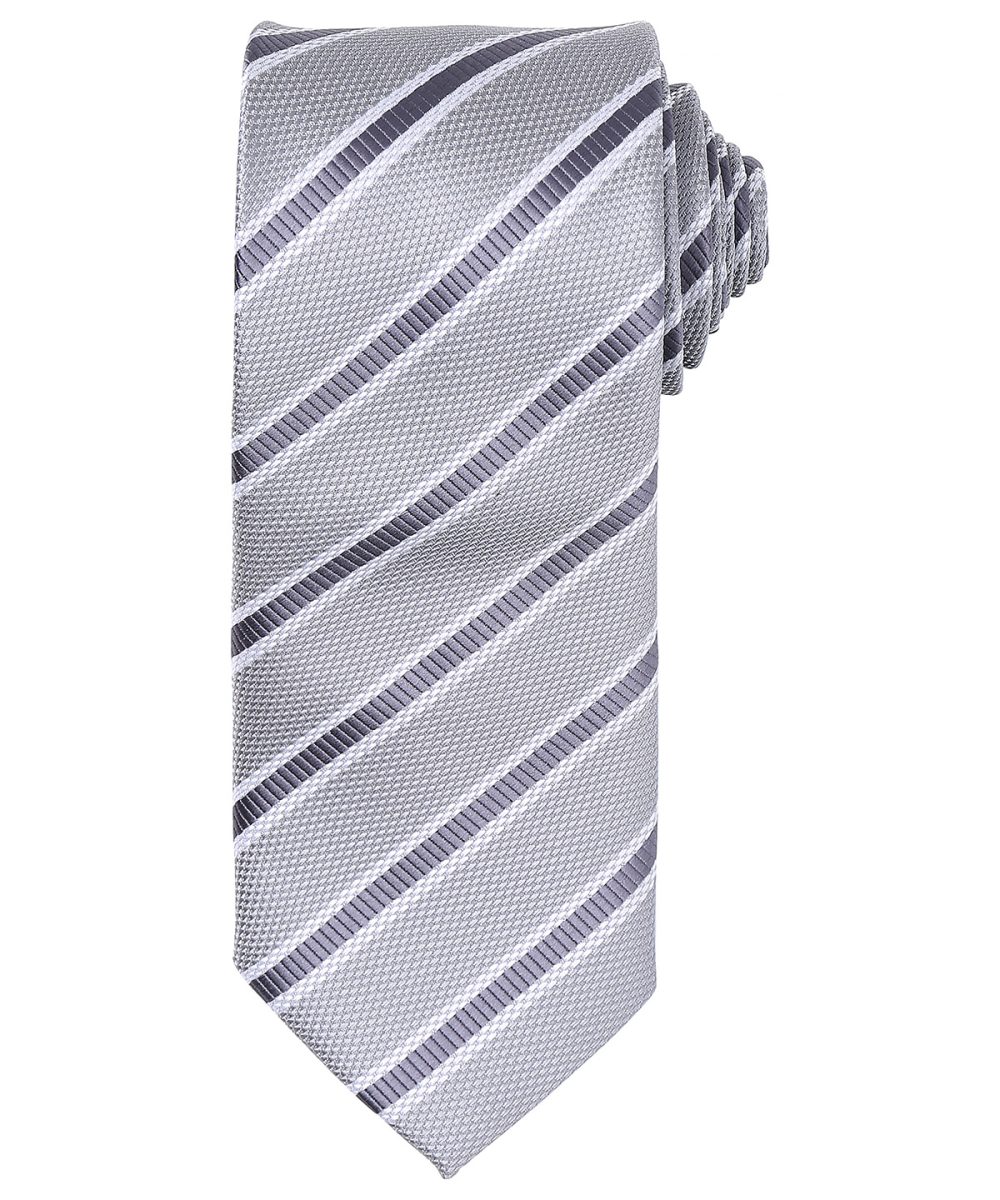 Silver/Dark Grey Waffle stripe tie