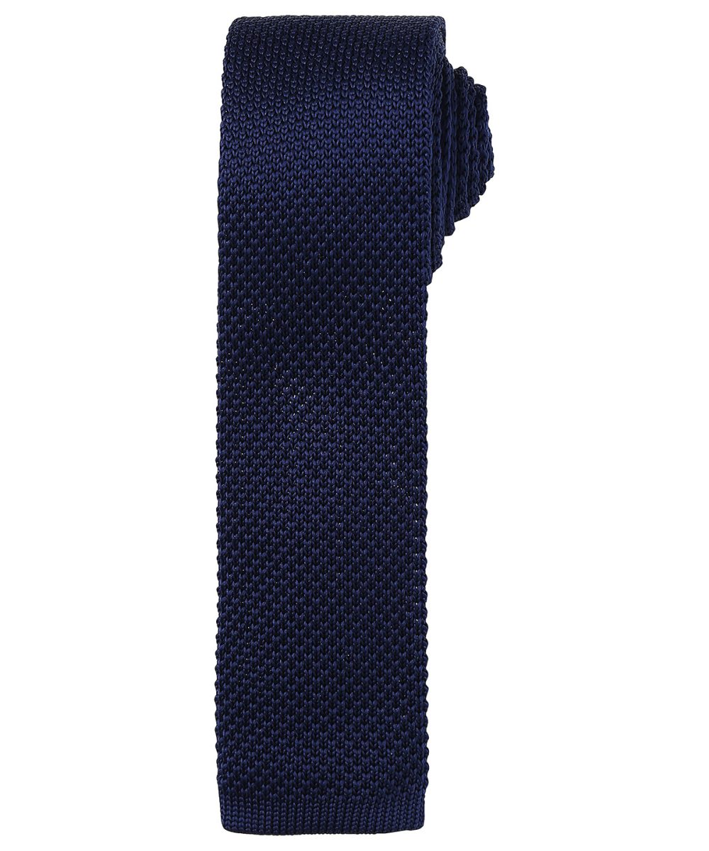 Navy Slim knitted tie