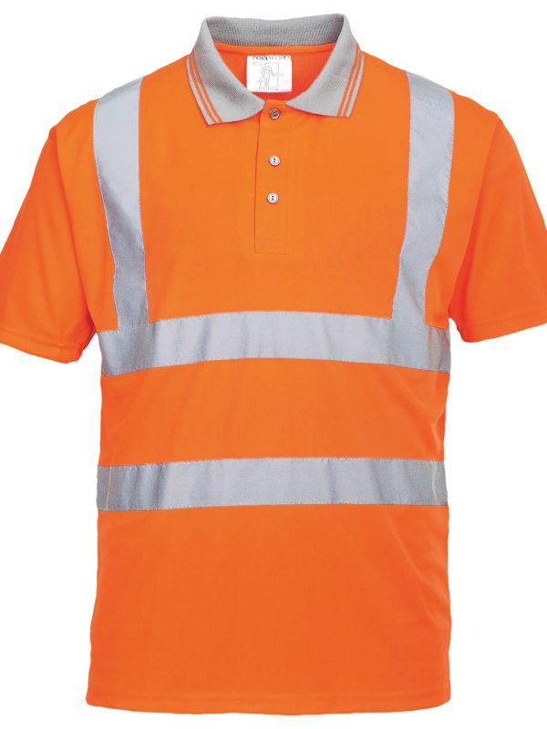 Orange Hi-vis short sleeved polo (S477/RT22)