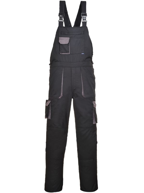 Black/Grey Portwest Texo contrast bib and brace (TX12)