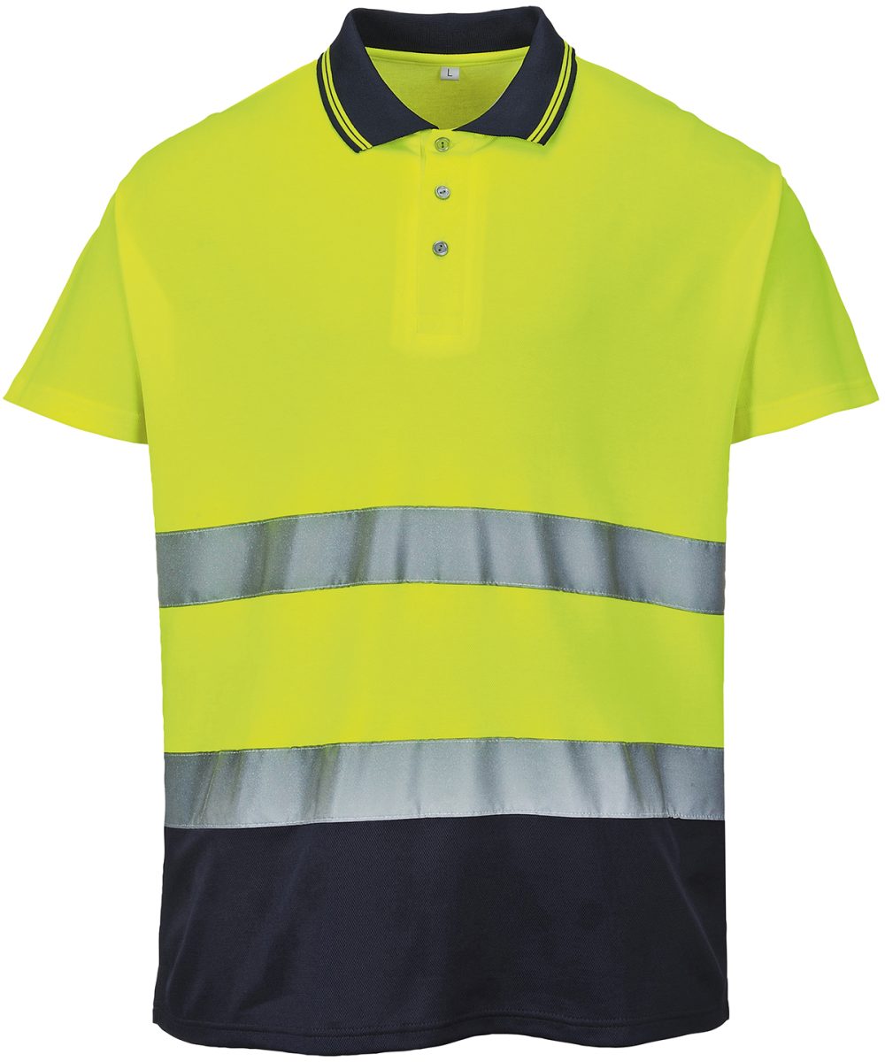 Yellow/Navy Two-tone cotton Comfort polo (S174)