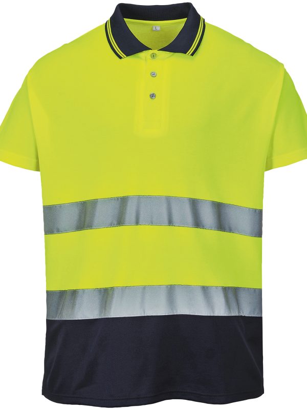 Yellow/Navy Two-tone cotton Comfort polo (S174)