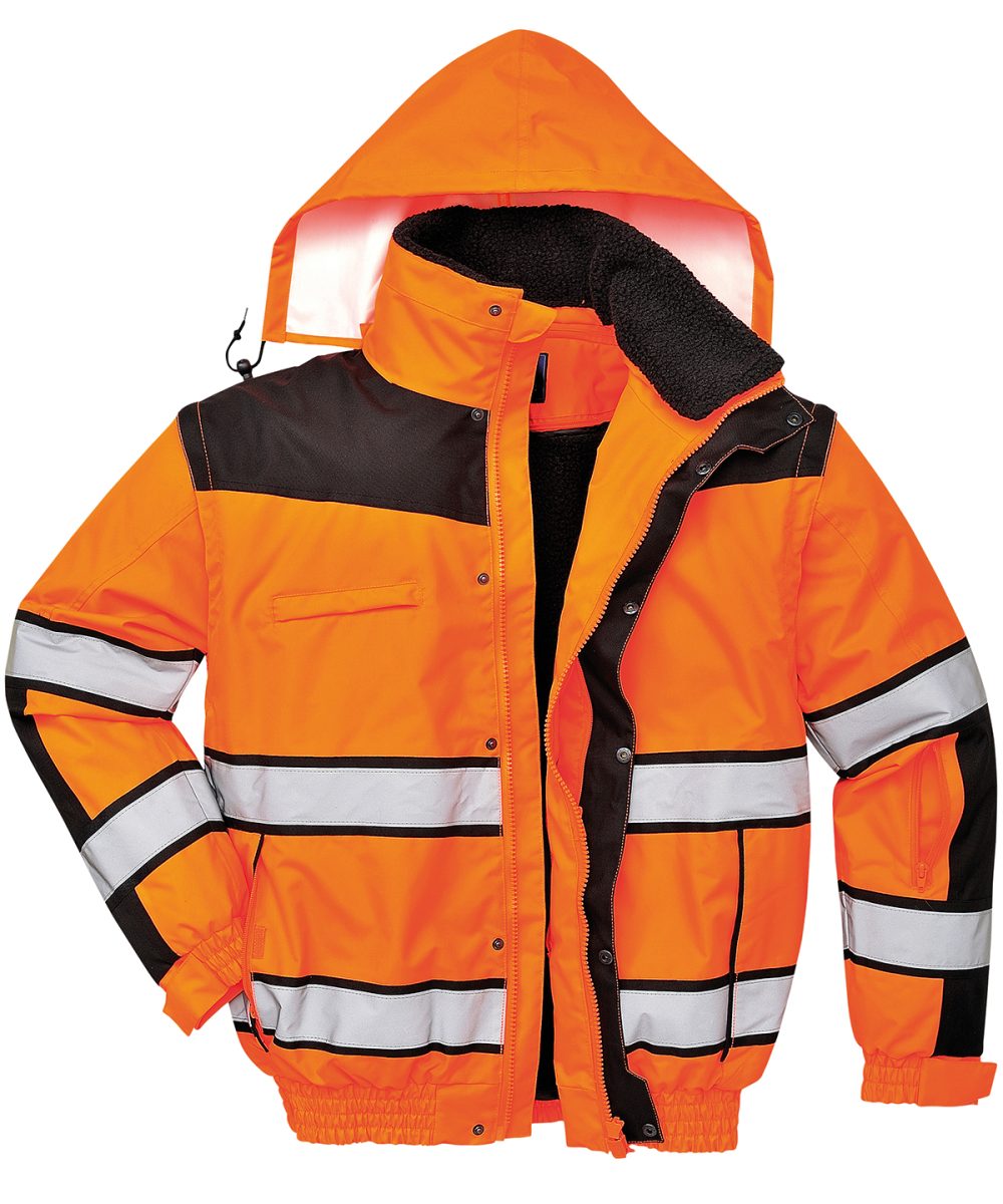 Orange/Black Hi-vis classic bomber jacket (C466)