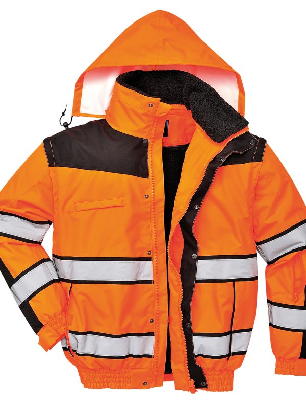 Orange/Black Hi-vis classic bomber jacket (C466)