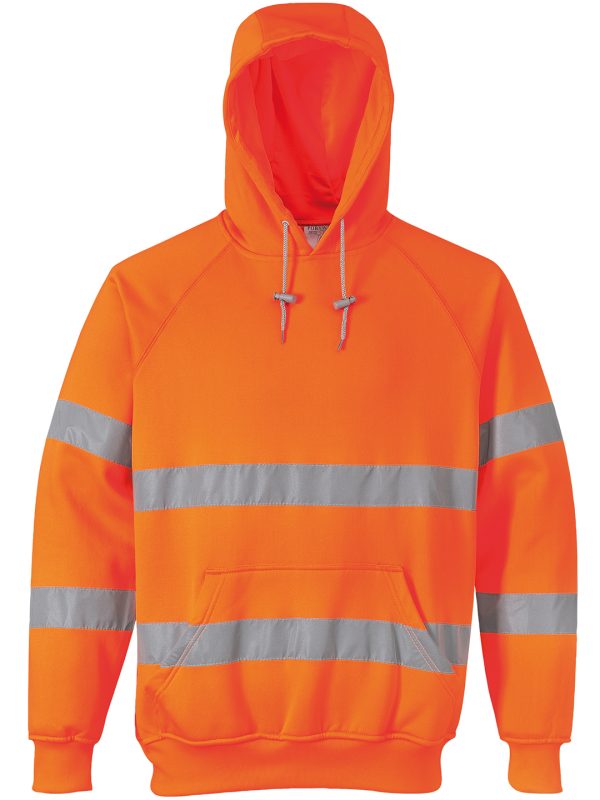 Orange Hi-vis hooded sweatshirt (B304)