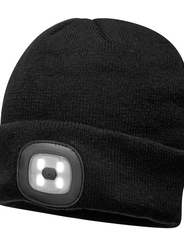 Black Beanie LED headlight USB rechargeable (B029)