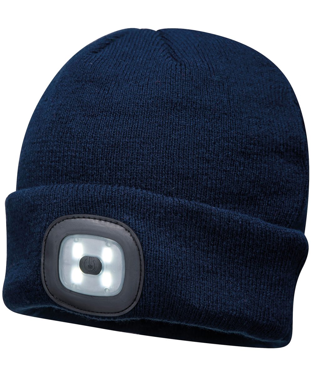 Navy Beanie LED headlight USB rechargeable (B029)