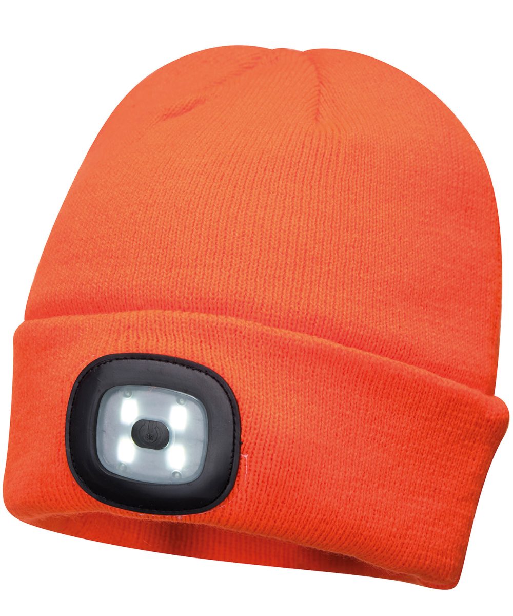 Orange Beanie LED headlight USB rechargeable (B029)