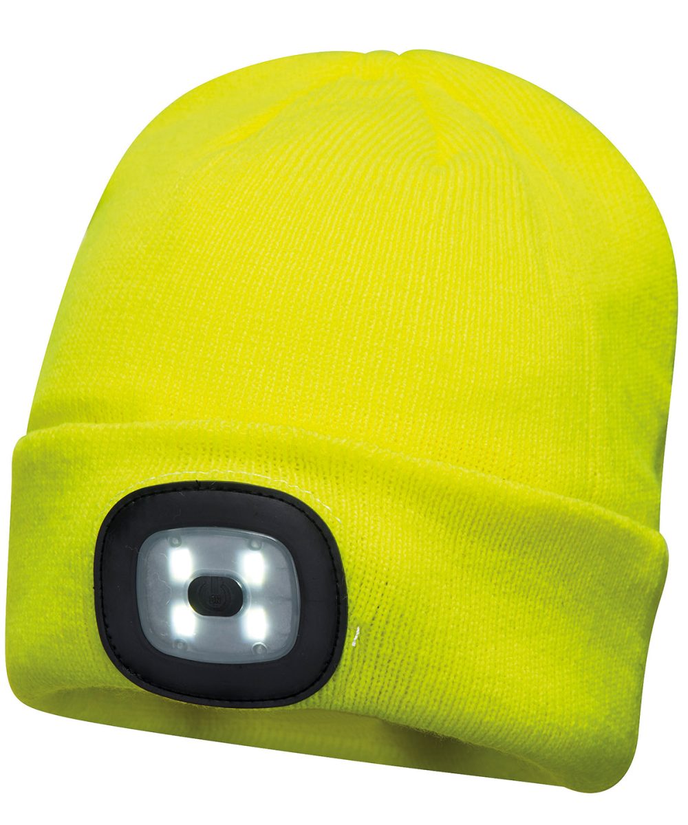 Yellow Beanie LED headlight USB rechargeable (B029)