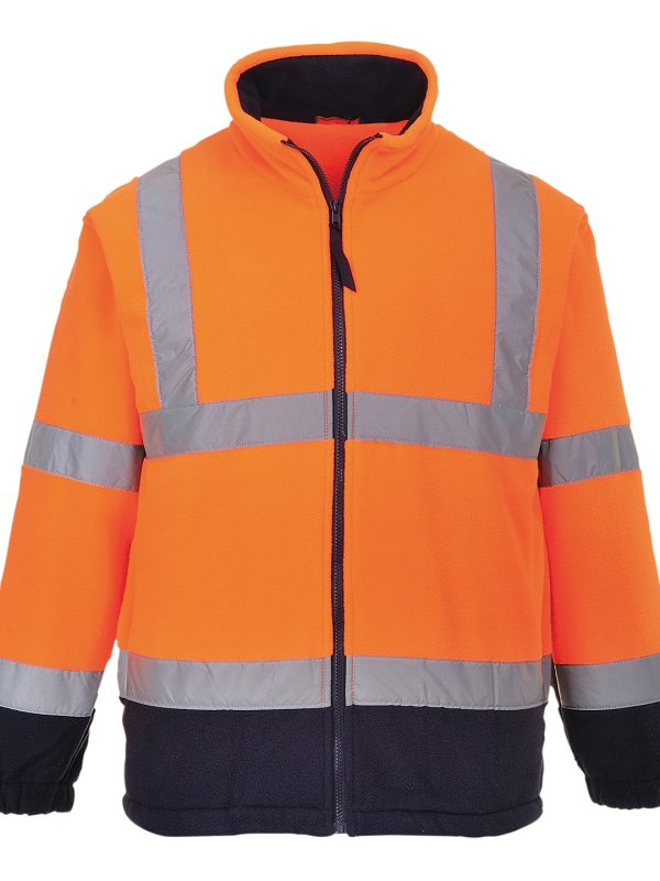 Orange/Navy Hi-vis mesh-lined fleece (F300)