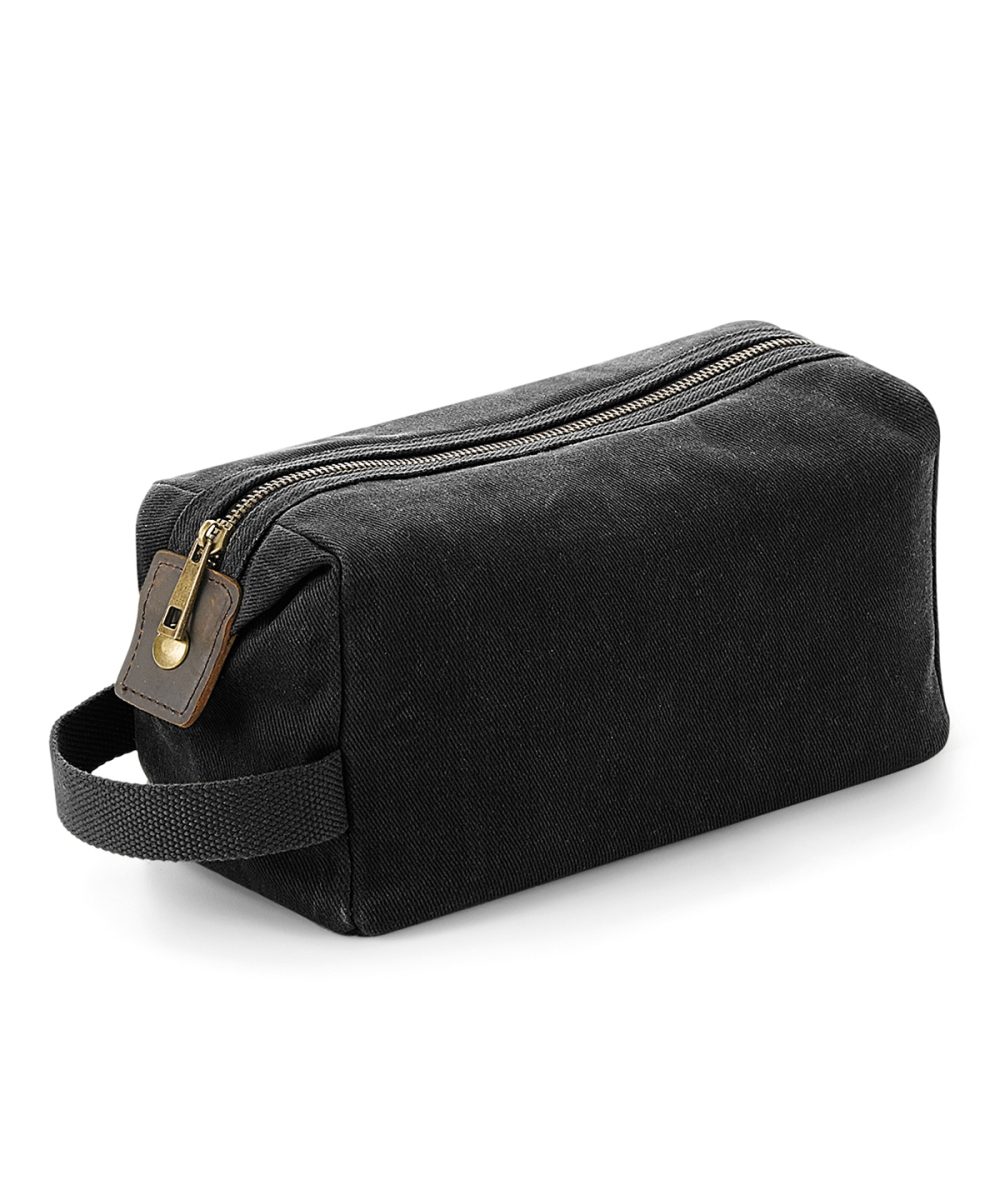 Black Heritage waxed canvas wash bag