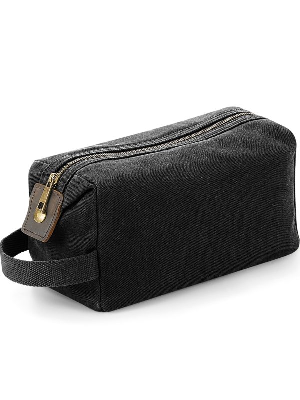 Black Heritage waxed canvas wash bag