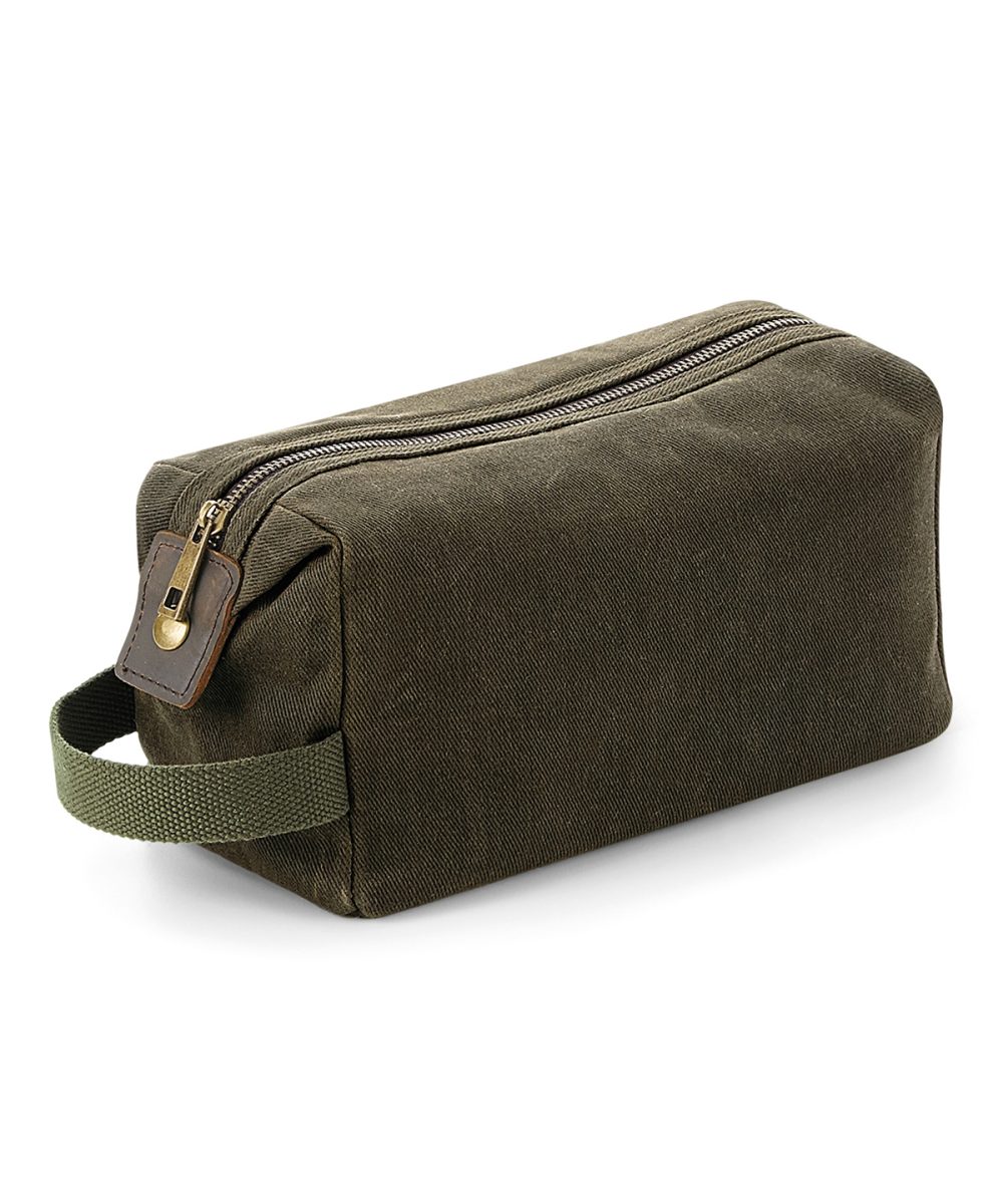 Olive Green Heritage waxed canvas wash bag