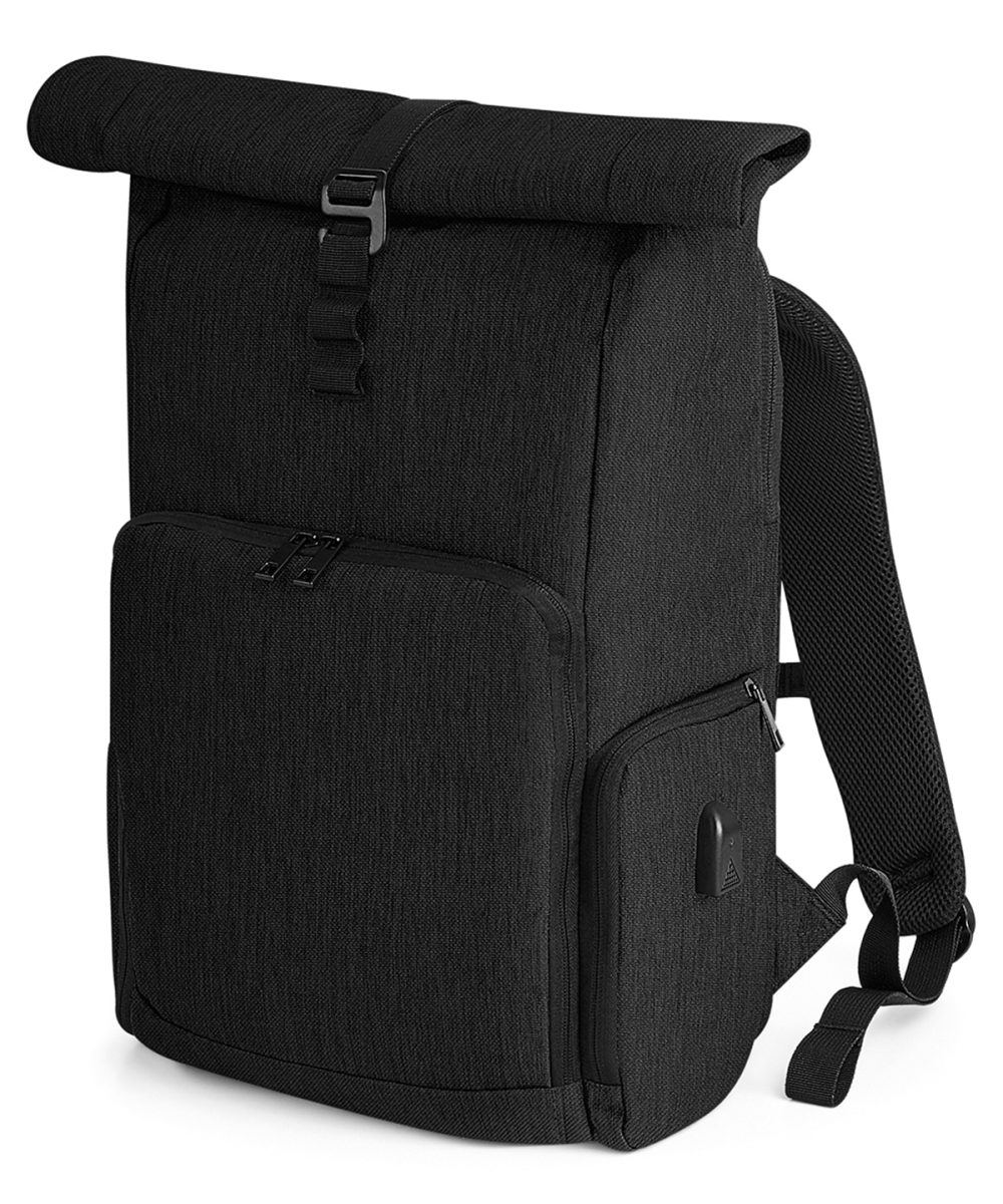 Black Q-Tech charge roll-top backpack